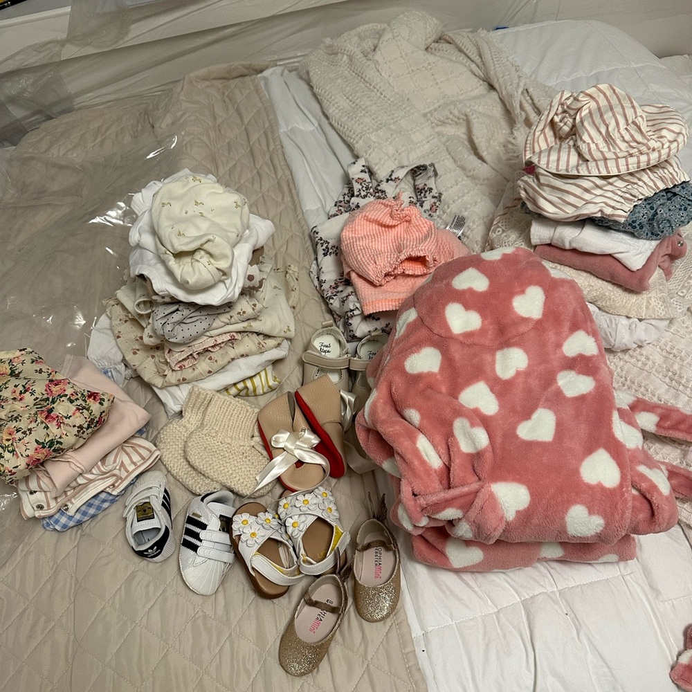Pink Heart bathrobes and Baby Clothing Set